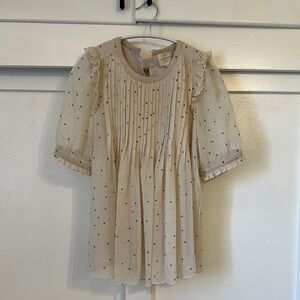 Sezane cream polka dot blouse